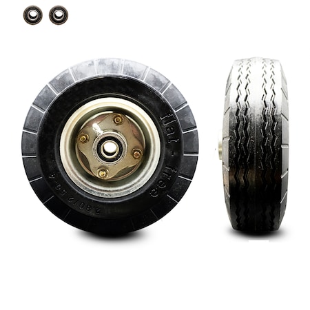 Service Caster 8" x 2.75" Flat Free Hand Truck Dolly Wheel Only w/2.25" Offset Hub&Ball Bearing SCC-NFB280-4O-BRGKIT